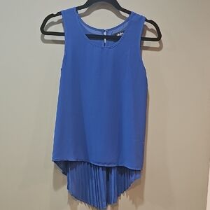 Lulu's Asymmetrical Blue Pleated Tank Top